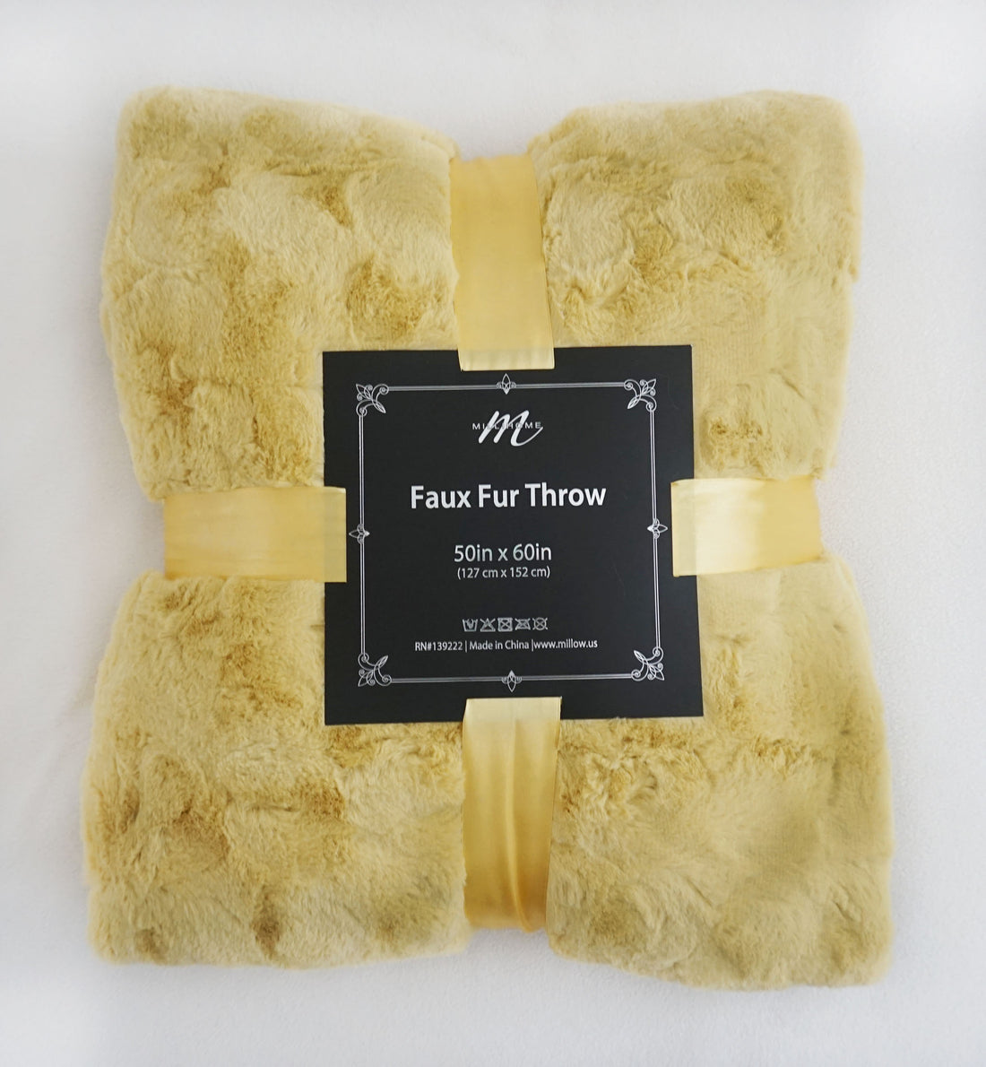 Jackson Faux Fur Throw Blanket | Rattan | 50" x 60"