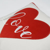 Love/Heart Applique Throw Pillow Cover | Natural | 18" x 18"