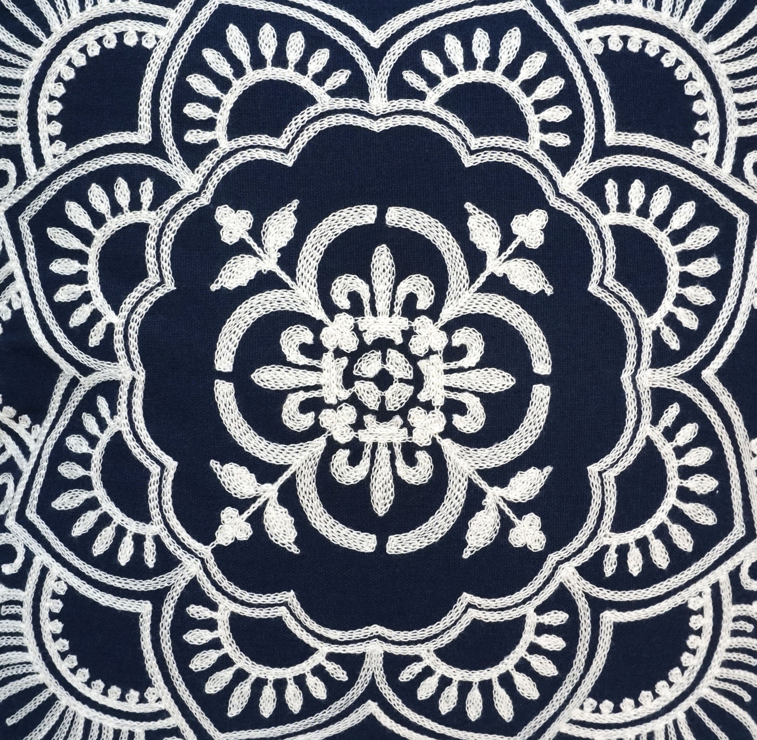 Padma Embroidery Throw Pillow Cover | 20" x 20"