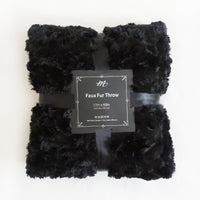Morgan Faux Fur Throw Blanket | Black | 50" x 60"