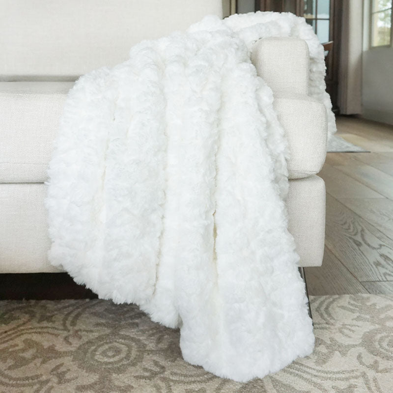 Morgan Faux Fur Throw Blanket | White | 50" x 60"