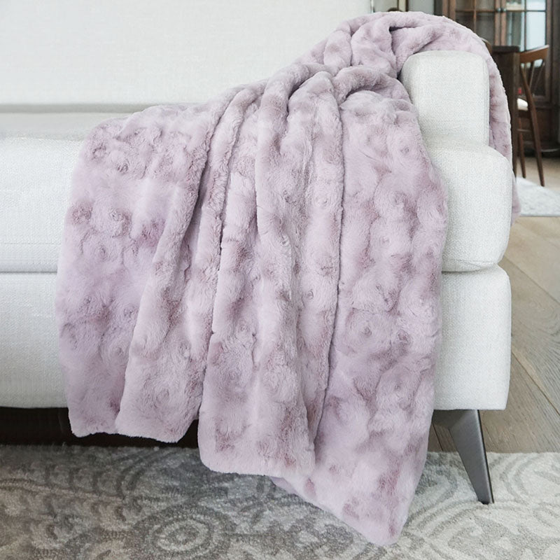 Jackson Faux Fur Throw Blanket | Cloud Gray | 50" x 60"