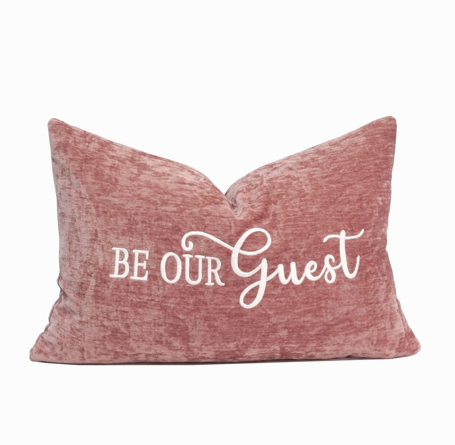 Be Our Guest Throw Pillow Cover | Dusty Rose | 14" x 20"