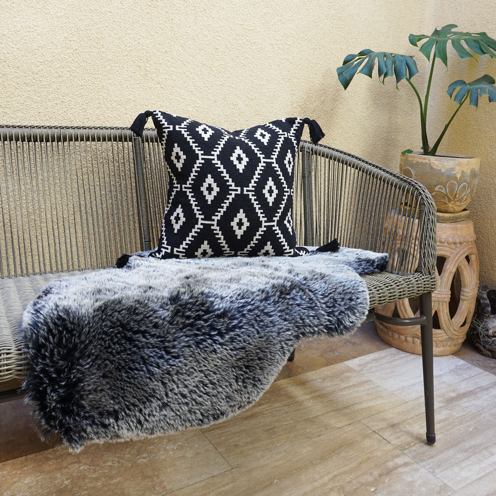 Cosmo Indian Throw Pillow Cover | Black/Natural | 18" x 18"