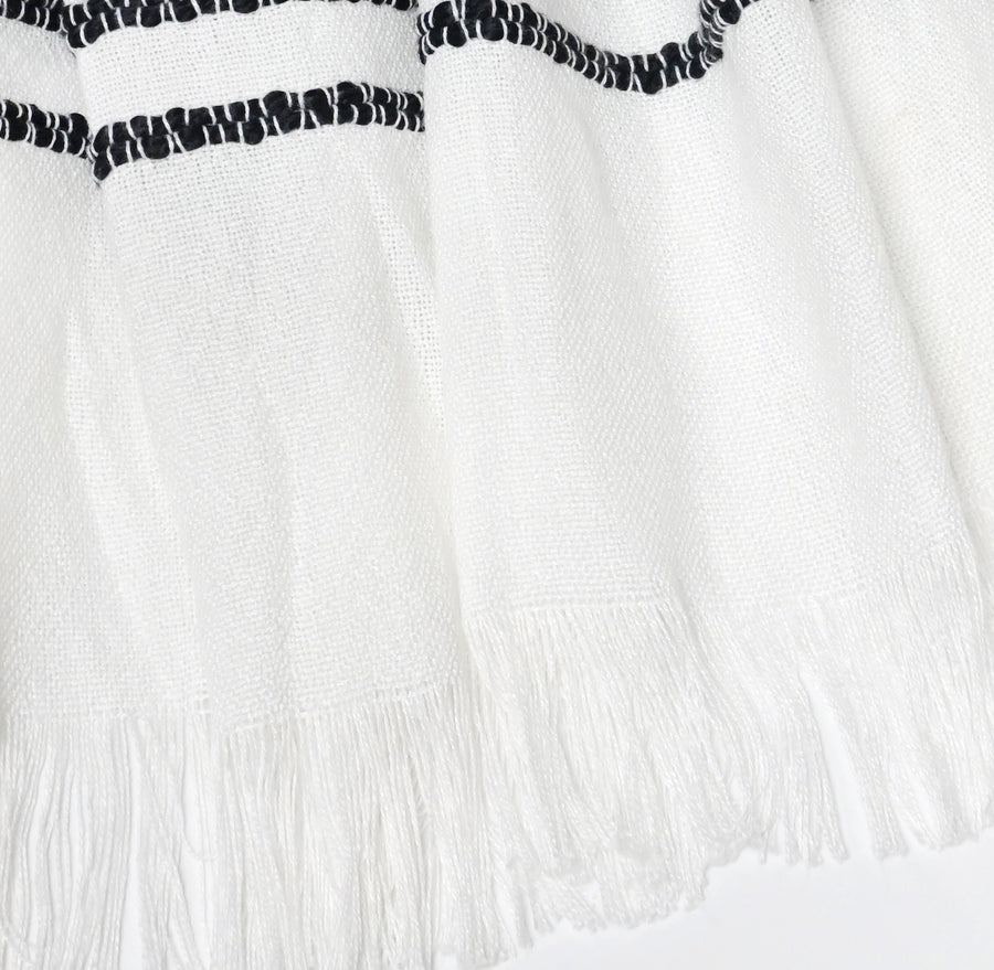 Striped Throw Blanket | White/Black | 50" x 60"