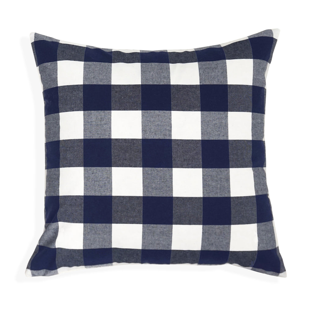 Blessed Applique Buffalo Check Throw Pillow Cover | Navy | 20" x 20"