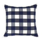 Family Applique Buffalo Check Throw Pillow Cover | Navy | 20" x 20"