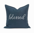 Blessed Whip Stitch Throw Pillow Cover | Navy | 20" x 20"