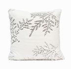 Branch/Leaves Throw Pillow Cover | White/Gray | 20" x 20"