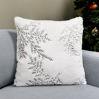Branch/Leaves Throw Pillow Cover | White/Gray | 20" x 20"