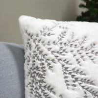 Branch/Leaves Throw Pillow Cover | White/Gray | 20" x 20"