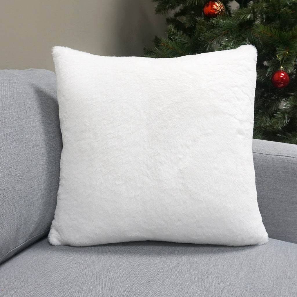 Home Applique Faux Fur Throw Pillow | Gold | 20" x 20"
