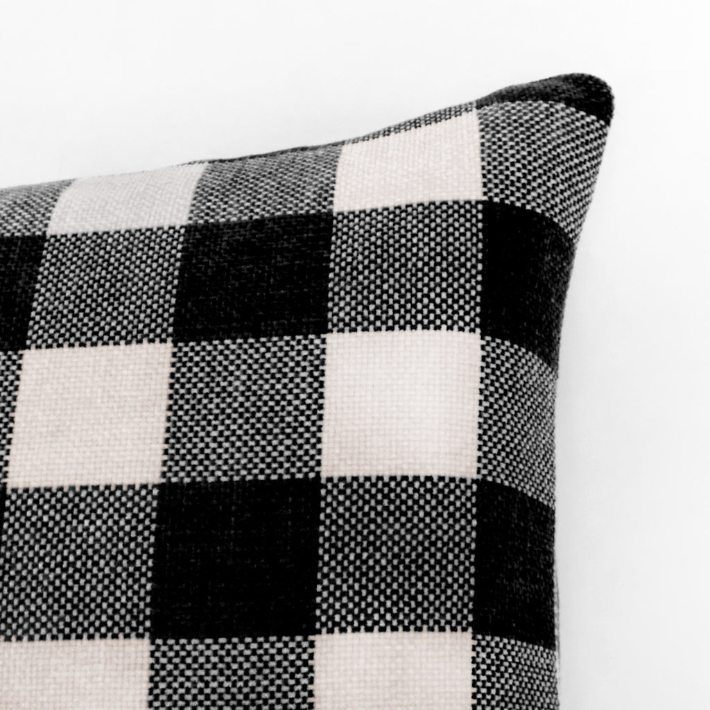 Chenille Buffalo Check Throw Pillow Cover | Black/White | 20" x 20"