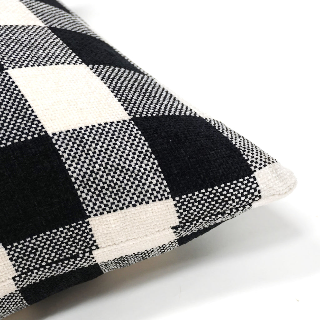 Chenille Buffalo Check Throw Pillow Cover | Black/White | 20" x 20"