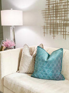 Porter Cut Velvet Throw Pillow Cover | Peacock | 20" x 20"