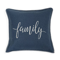 Family Whip Stitch Throw Pillow Cover | Navy | 20" x 20"