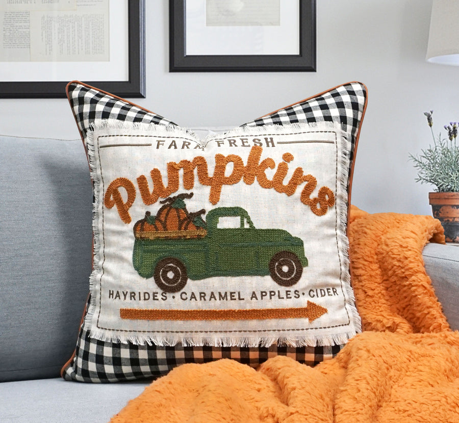 Farm Fresh Pumpkins Throw Pillow | Multi | 20" x 20"