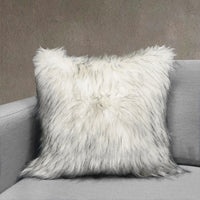 Fox Faux Fur Throw Pillow Cover | White | 18" x 18"