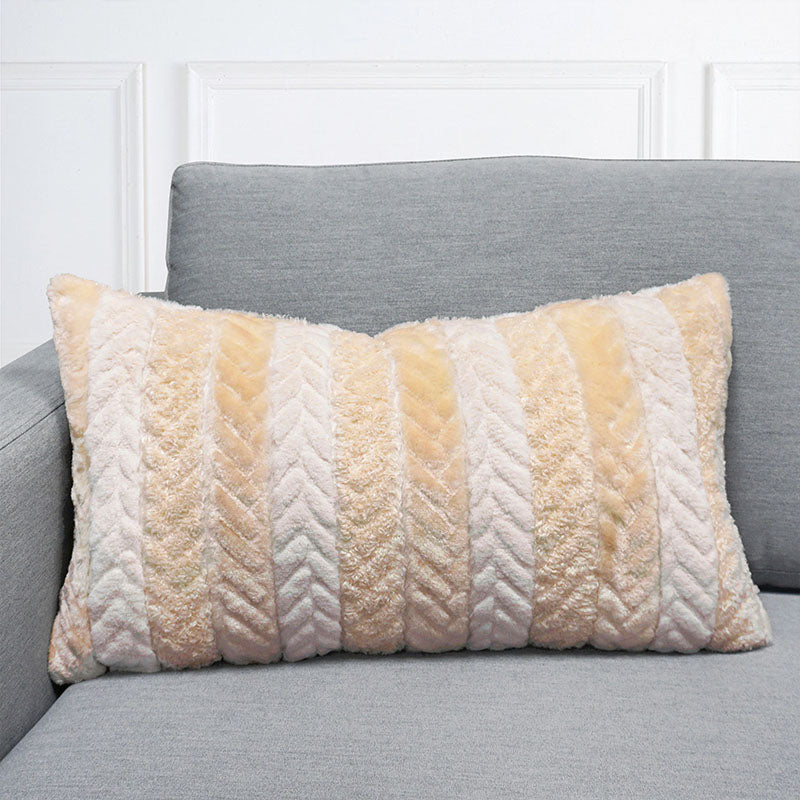 Gemma Stripe Faux Fur Throw Pillow | 14" x 24"