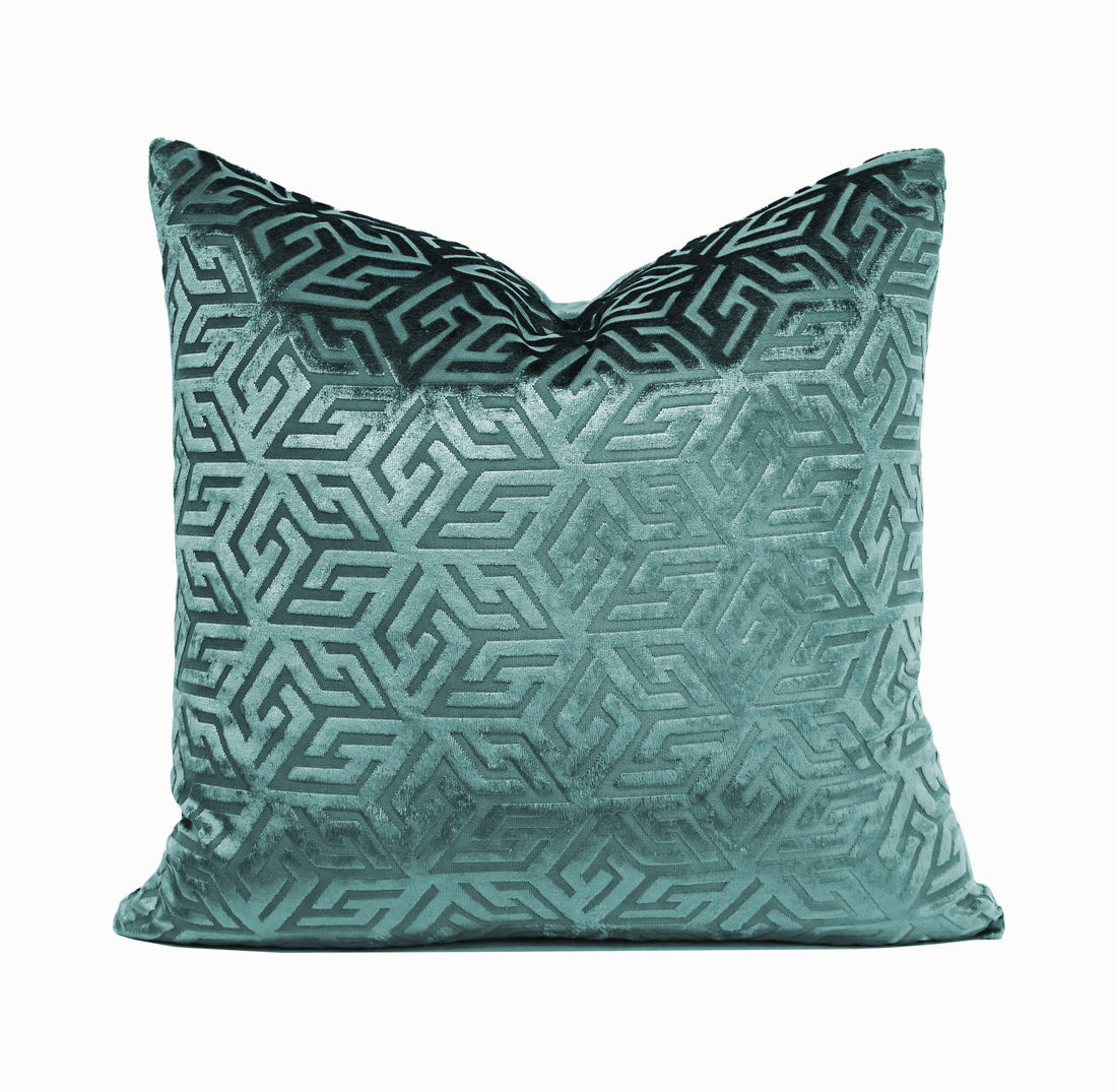 Geometric Burn Out Velvet Throw Pillow | 18" x 18"