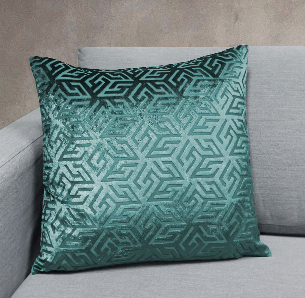 Geometric Burn Out Velvet Throw Pillow | 18" x 18"