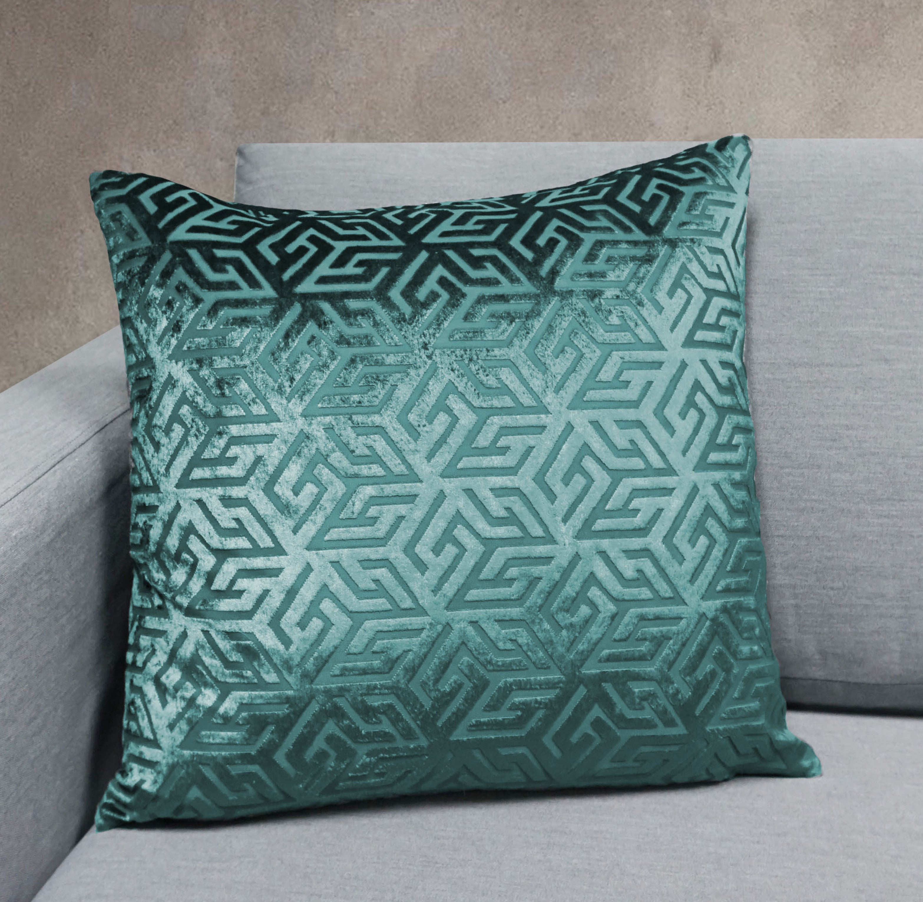 Geometric Burn Out Velvet Throw Pillow | 18" x 18"