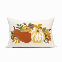 Embroidered Gourds Throw Pillow | Rust | 14" x 20"