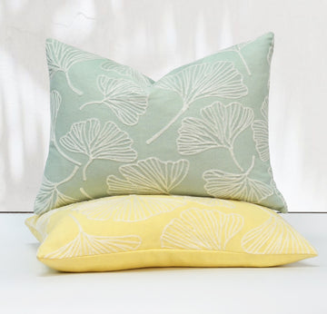 Lily Pad Embroidery Throw Pillow Cover | 14" x 20"