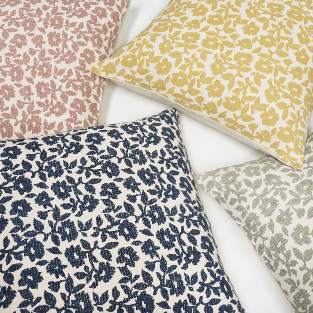 Flora Flower Print Throw Pillow Cover | 20" x 20"