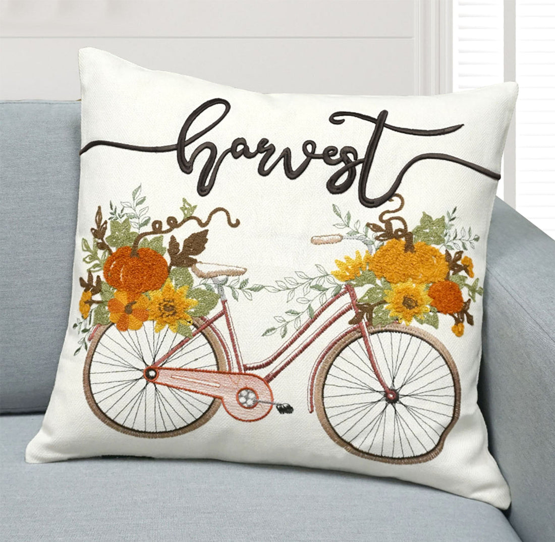 Harvest Bicycle Throw Pillow | Multi | 20" x 20"