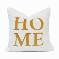 Home Applique Faux Fur Throw Pillow Cover | 20" x 20"