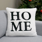 Home Applique Faux Fur Throw Pillow Cover | 20" x 20"