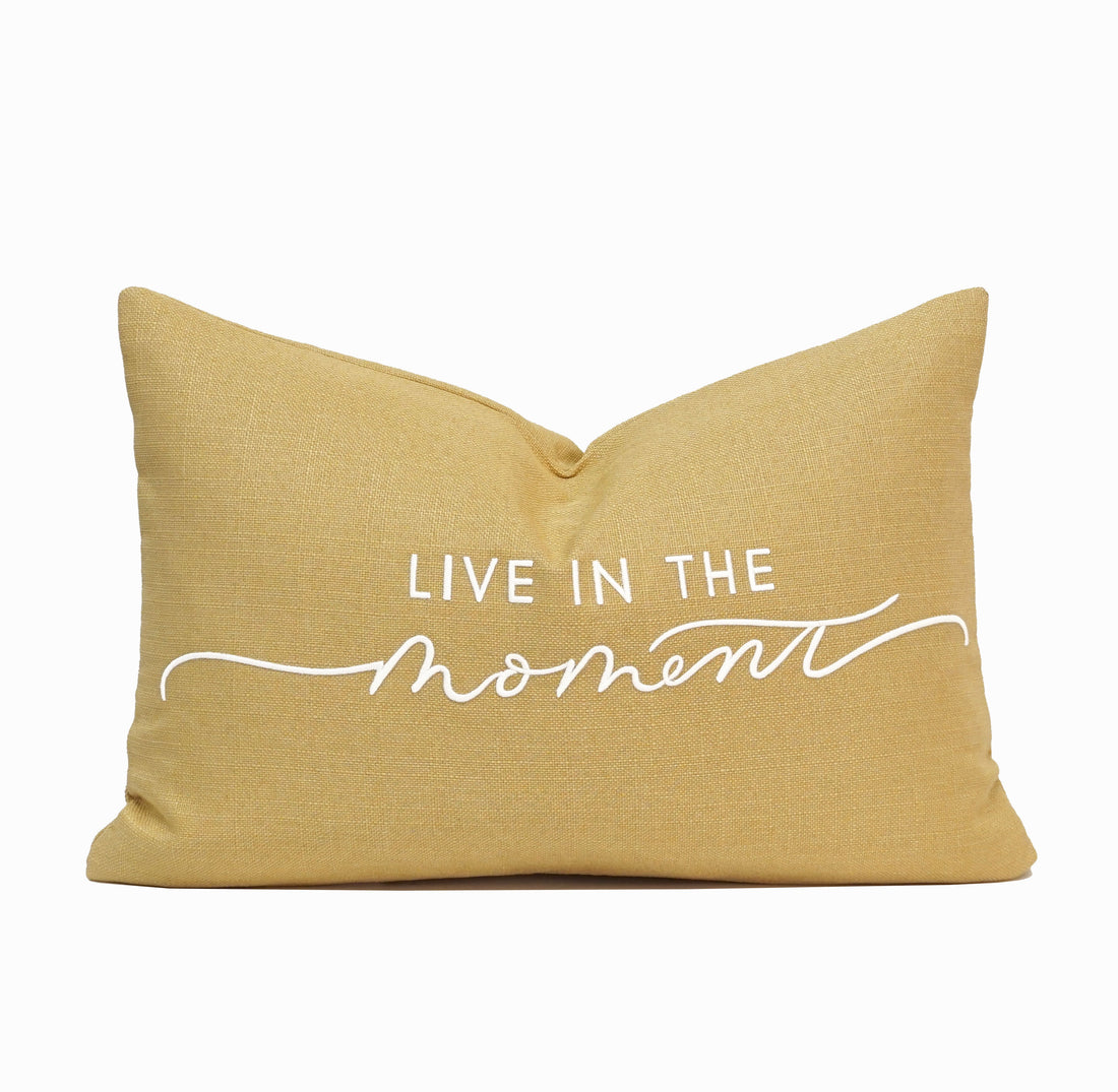Live in the Moment Throw Pillow Cover | Rattan | 14" x 20"