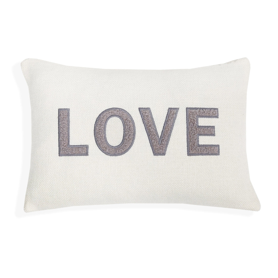 Love Teddy Throw Pillow Cover | Ivory/Gray | 14" x 20"