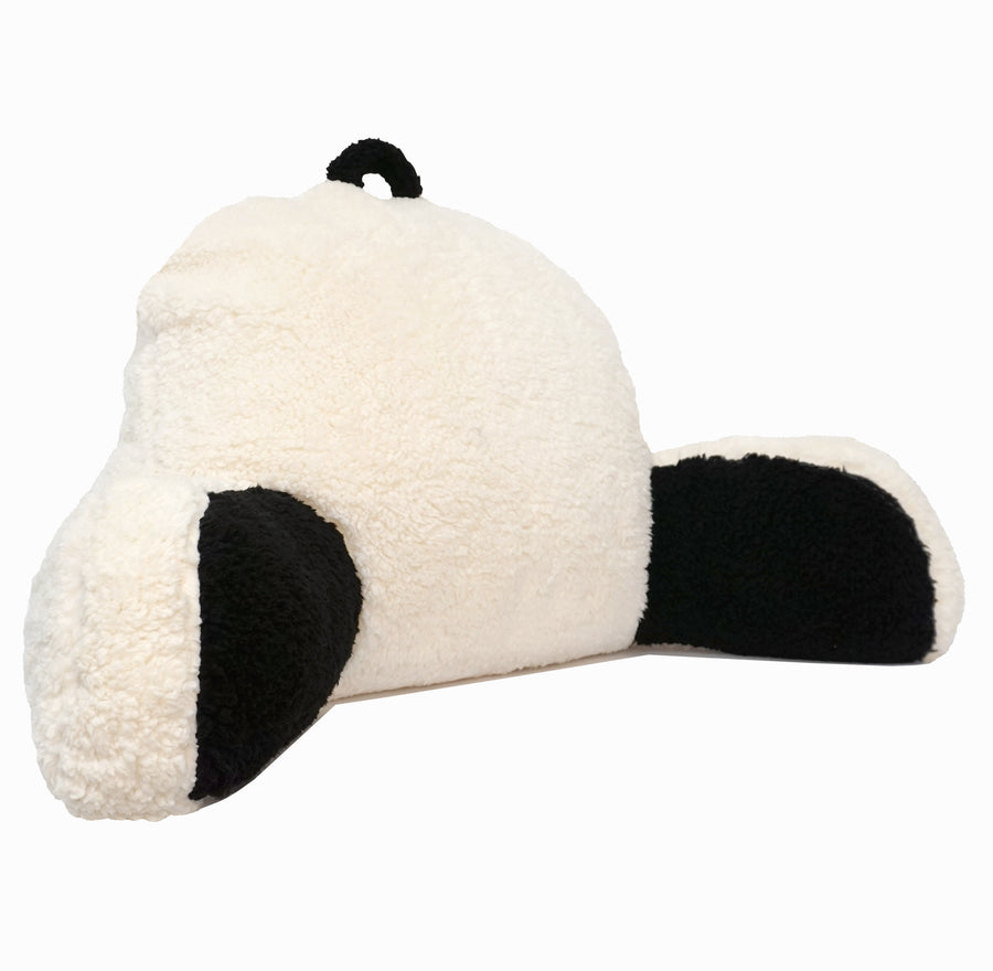 Panda Sherpa Bed Reading Memory Foam Pillow | Backrest Support Soft Cushion with Arms | Medium