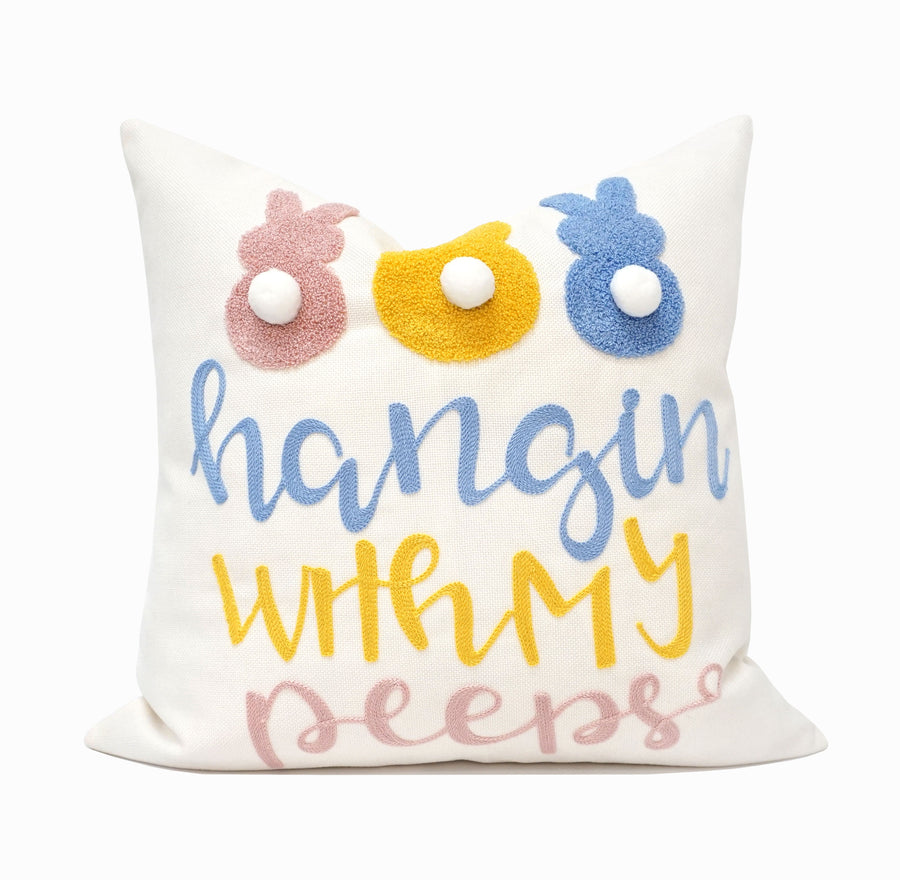 Hangin With My Peeps Throw Pillow Cover | Multi | 20" x 20"