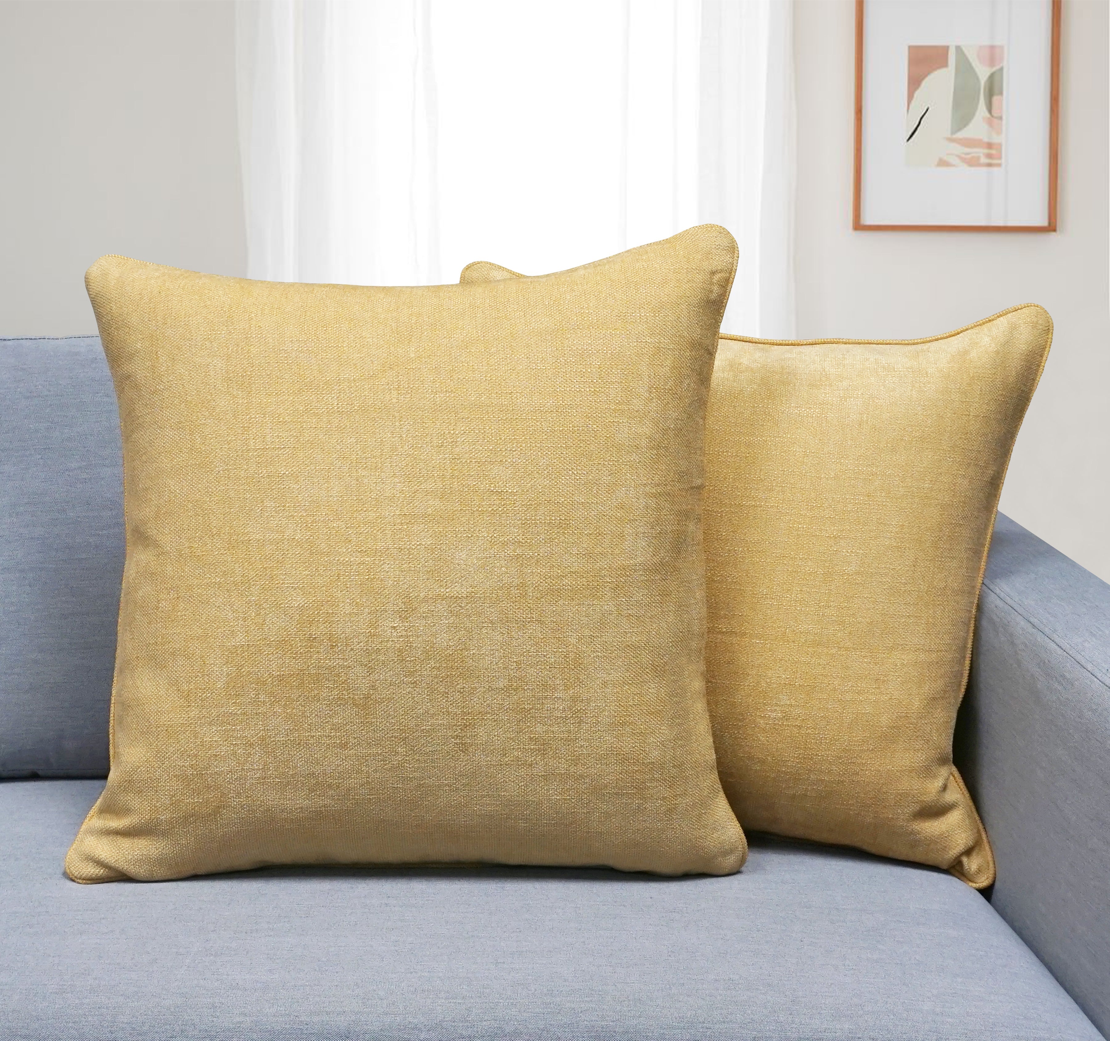 Set of 2 Gorgeous Chenille Throw Pillow Micro Piping | 20" x 20"