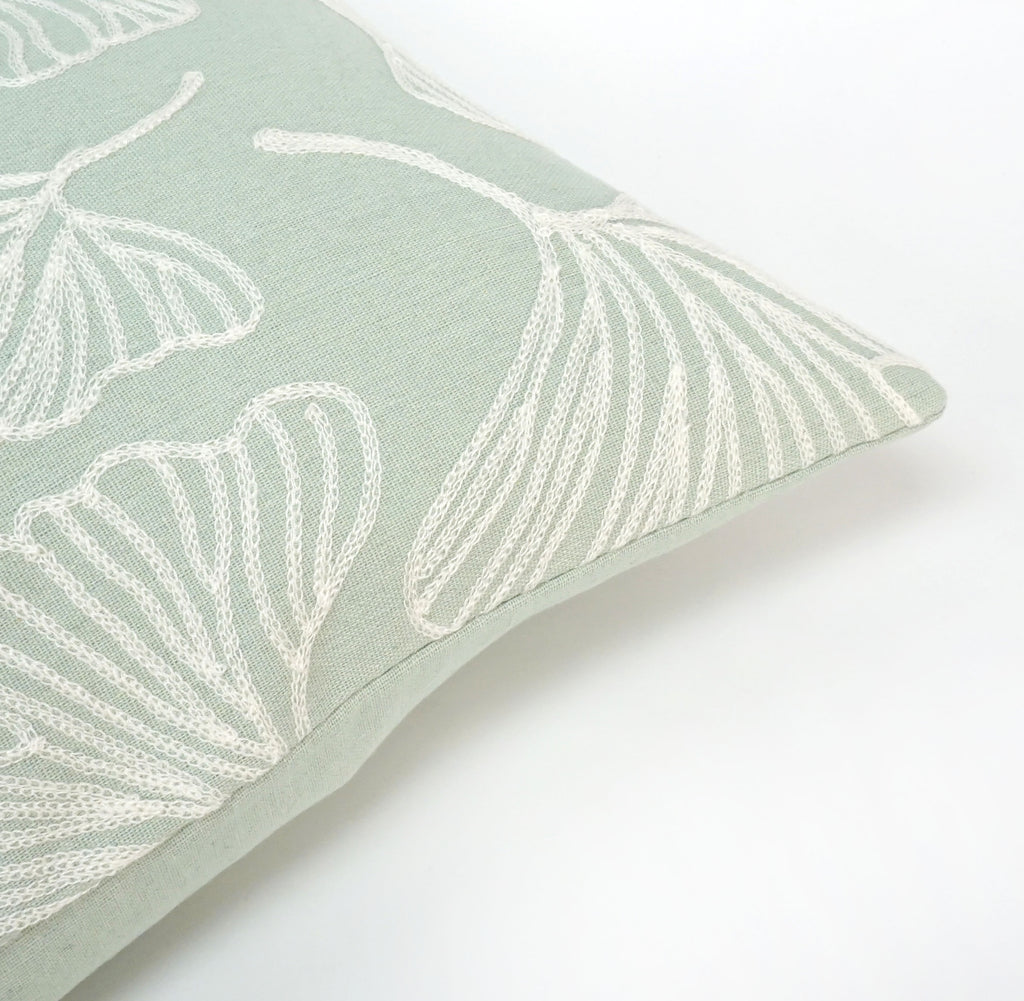 Lily Pad Embroidery Throw Pillow Cover | 14" x 20"