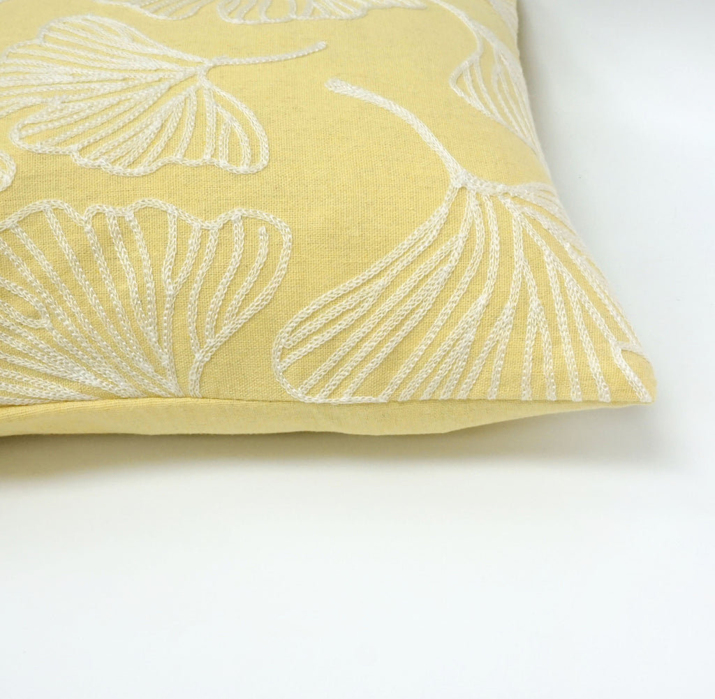 Lily Pad Embroidery Throw Pillow Cover | 14" x 20"